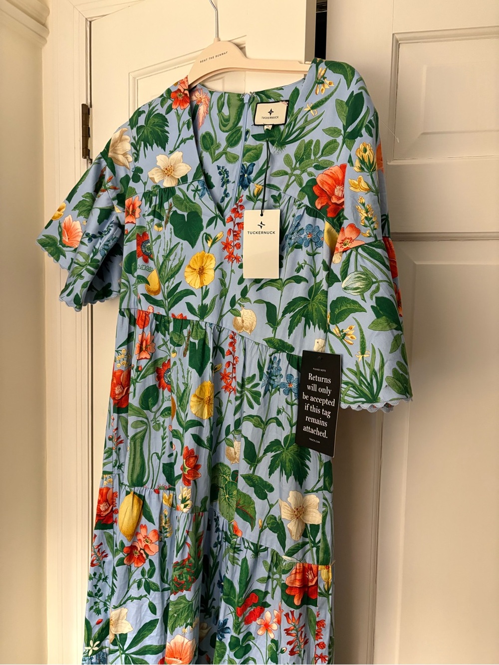 NWT Tuckernuck Floral Maxi Dress in Light Blue with Green and Orange Print - Picture 6 of 6